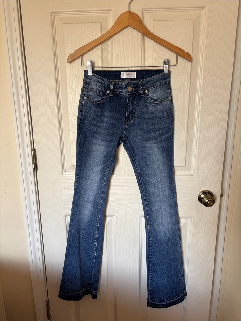 BAMBOO Women's Dark Blue Flare Jeans